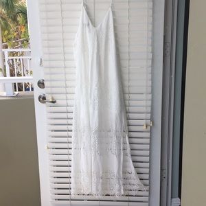 White lace long dress with two slits on sides